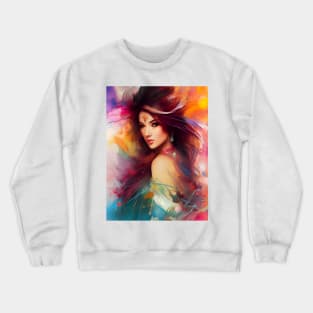 Vibrant Color Beautiful Young Woman Color Smear Abstract Smear Crewneck Sweatshirt